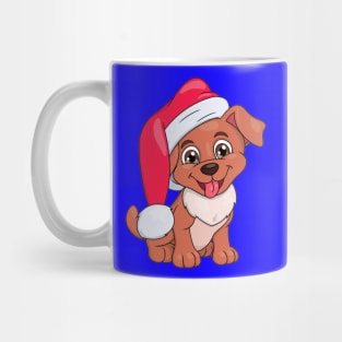 The smiling little puppy with Santa hat Mug